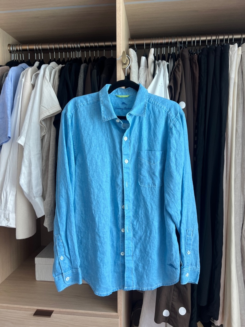 Tommy Bahama Turquoise Blue Linen Button-Down Shirt - Men M